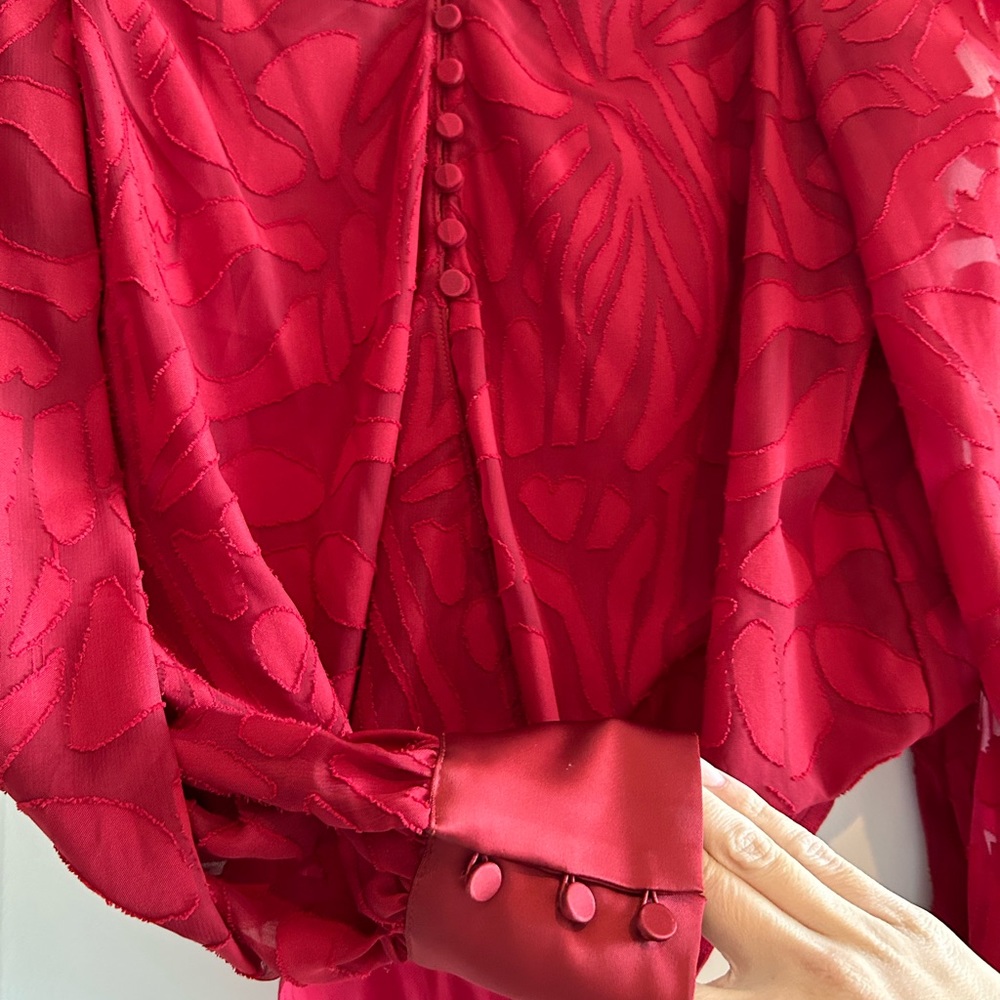 Jonathan Simkhai fil coupe long sleeve bodysuit size small red - Picture 4 of 10